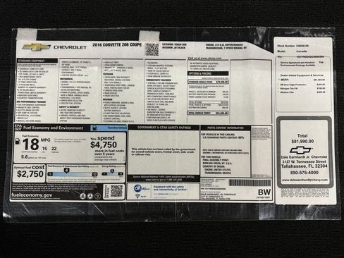 Used 2016 Chevrolet Corvette Z06 w/ Battery Protection Package RWD image 39