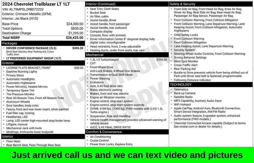 Used 2024 Chevrolet TrailBlazer LT w/ Driver Confidence Package FWD image 1
