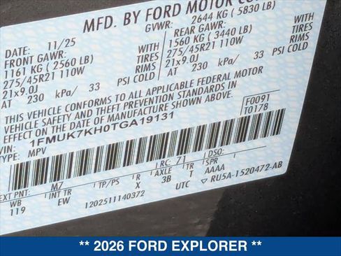 Used 2026 Ford Explorer ST-Line w/ ST-Line Street Pack RWD image 24
