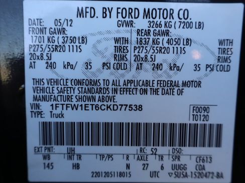 Used 2012 Ford F150 Lariat w/ Lariat Chrome Pkg AWD/4WD image 45