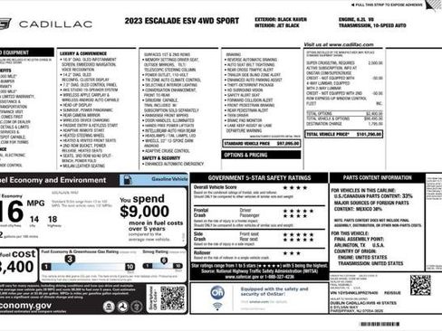 Used 2023 Cadillac Escalade ESV Sport AWD/4WD image 4