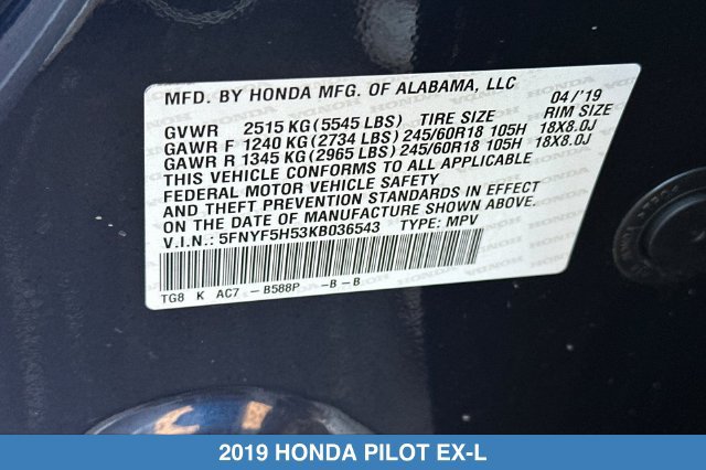 Certified 2019 Honda Pilot EX-L image 32