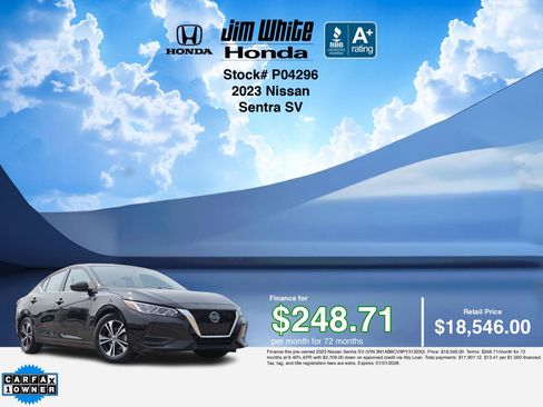 Used 2023 Nissan Sentra SV FWD image 3