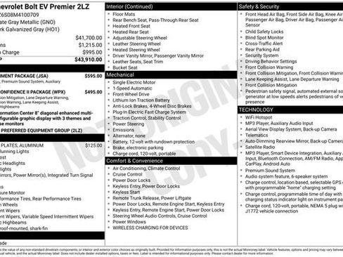 Used 2021 Chevrolet Bolt Premier w/ Infotainment Package FWD image 2