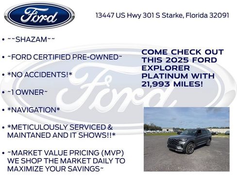 Certified 2025 Ford Explorer Platinum w/ LUX Leather Package AWD/4WD image 6
