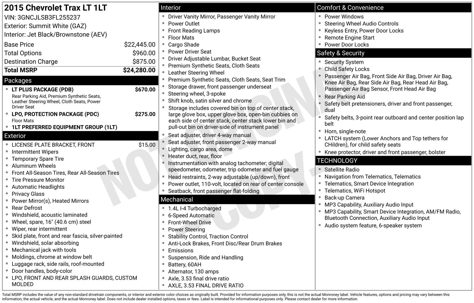 Used 2015 Chevrolet Trax LT w/ LT Plus Package FWD image 2