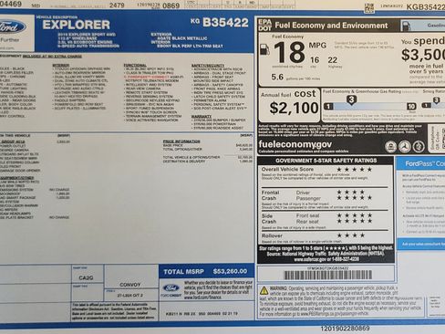Used 2019 Ford Explorer Sport w/ Equipment Group 401A AWD/4WD image 1