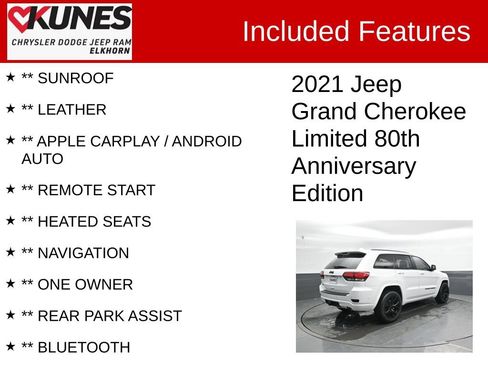 Used 2021 Jeep Grand Cherokee Limited w/ Quick Order Package 28K 80th AWD/4WD image 2
