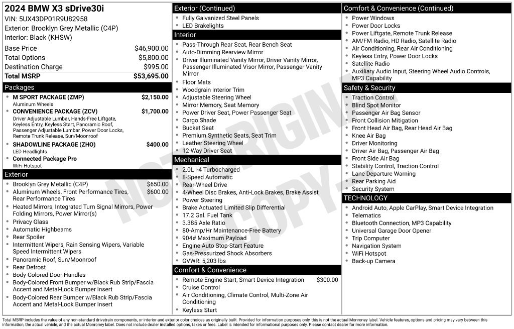 Used 2024 BMW X3 sDrive30i w/ M Sport Package RWD image 5