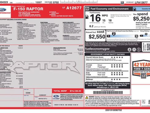Used 2020 Ford F150 Raptor w/ Equipment Group 802A Luxury AWD/4WD image 22