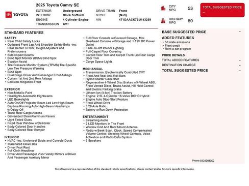 Used 2025 Toyota Camry SE FWD image 2