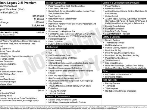 Used 2017 Subaru Legacy 2.5i Premium w/ Popular Package #1 image 6