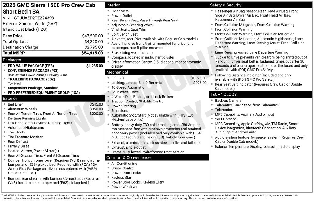 Used 2026 GMC Sierra 1500 Pro w/ Pro Value Package AWD/4WD image 3