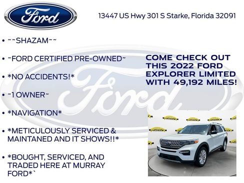 Certified 2022 Ford Explorer Limited w/ Equipment Group 301A RWD image 6