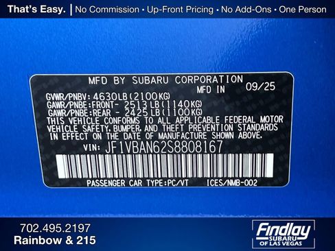 New 2025 Subaru WRX Limited image 33