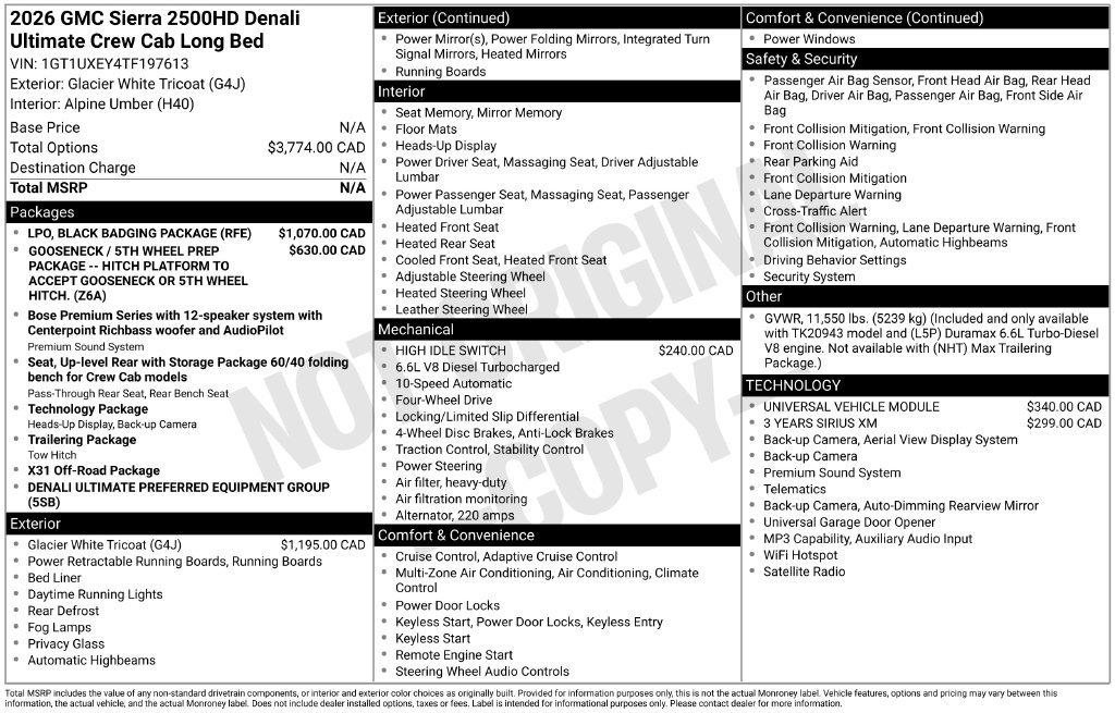 Used 2026 GMC Sierra 2500 Denali Ultimate w/ LPO, Black Badging Package AWD/4WD image 4