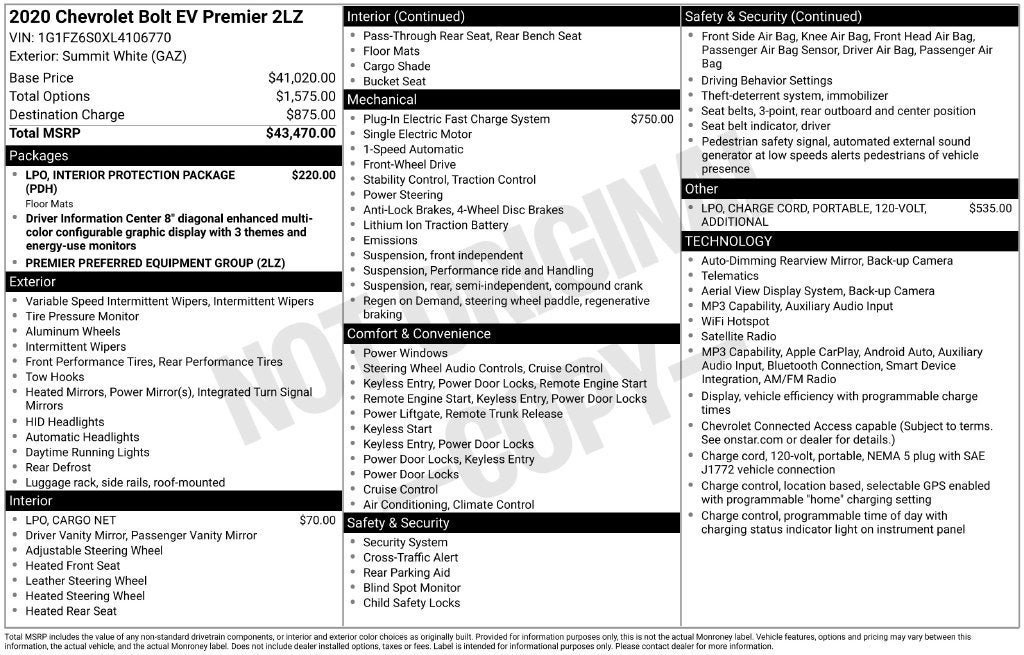 Used 2020 Chevrolet Bolt Premier FWD image 2