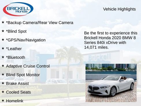 Used 2020 BMW 840i xDrive Convertible w/ Comfort Seating Package AWD/4WD image 8