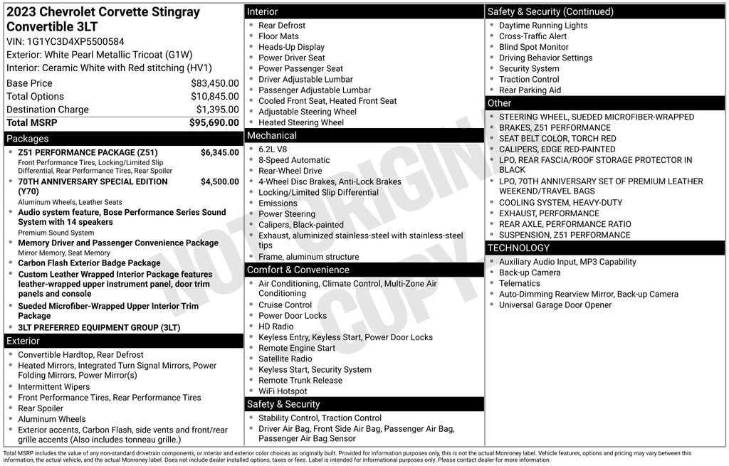 Used 2023 Chevrolet Corvette Stingray Premium Conv w/ Z51 Performance Package RWD image 9