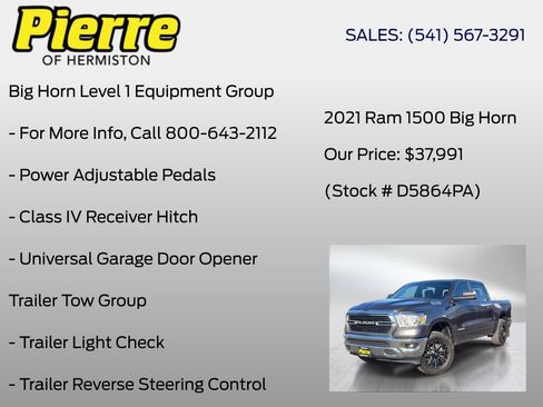 Used 2021 RAM 1500 Big Horn w/ Trailer Tow Group AWD/4WD image 24
