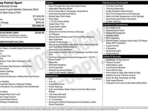 Used 2016 Jeep Patriot Sport w/ Power Value Group FWD image 2