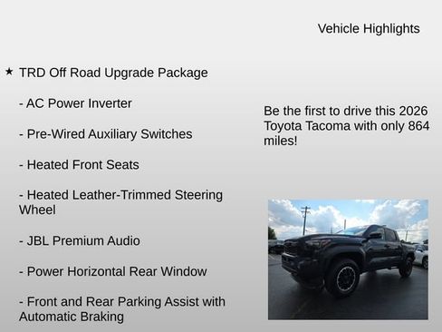 Used 2026 Toyota Tacoma TRD Off-Road w/ TRD Off Road Upgrade Package AWD/4WD image 7