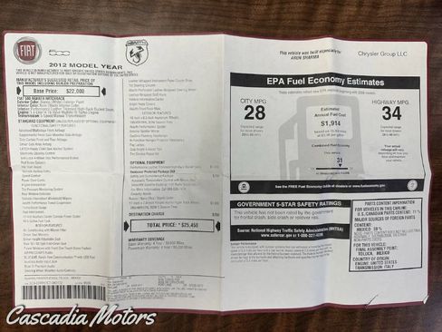 Used 2012 FIAT 500 Abarth w/ Safety & Convenience Pkg image 2