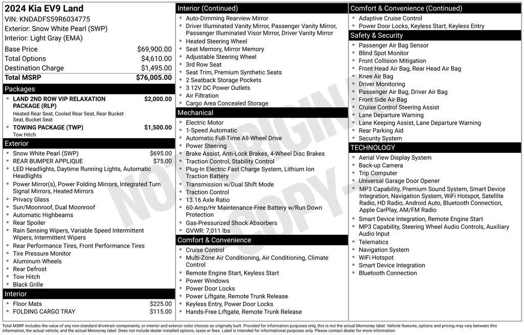 Certified 2024 Kia EV9 Land AWD/4WD image 2