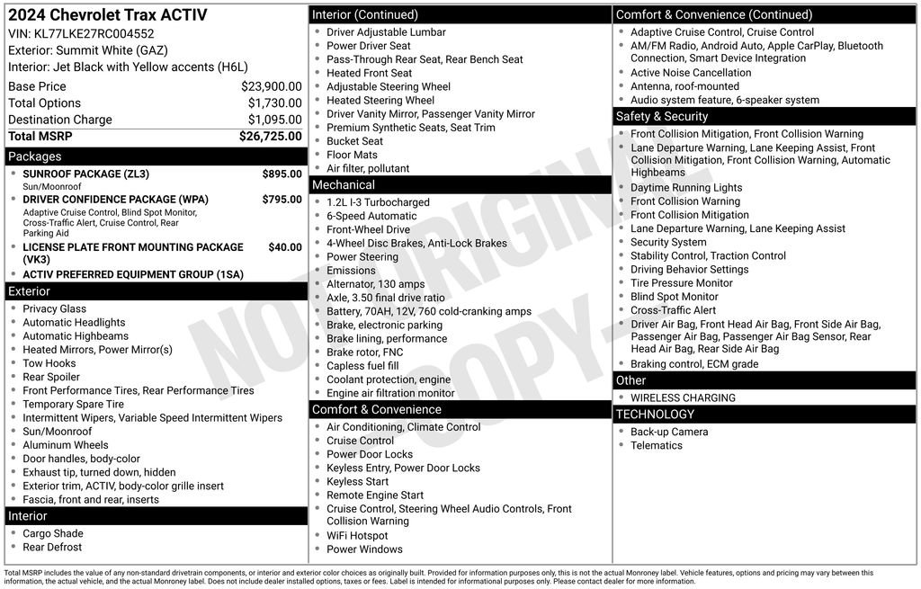 Used 2024 Chevrolet Trax ACTIV w/ Sunroof Package FWD image 6