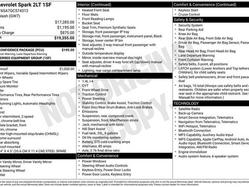 Used 2016 Chevrolet Spark LT w/ Driver Confidence Package FWD image 7