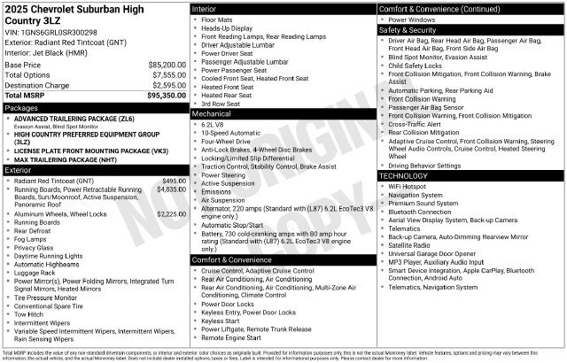 Certified 2025 Chevrolet Suburban High Country AWD/4WD image 25