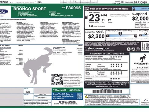 New 2025 Ford Bronco Sport Badlands w/ Sasquatch Badlands Package AWD/4WD image 48