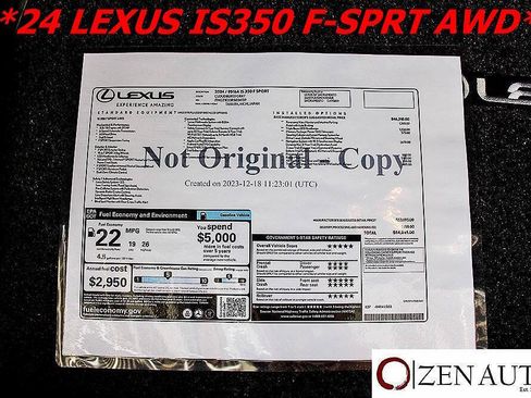 Used 2024 Lexus IS 350 F Sport w/ Navigation Package AWD/4WD image 14