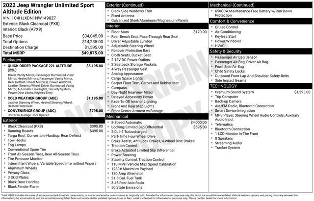 Used 2022 Jeep Wrangler Unlimited Sport AWD/4WD image 30