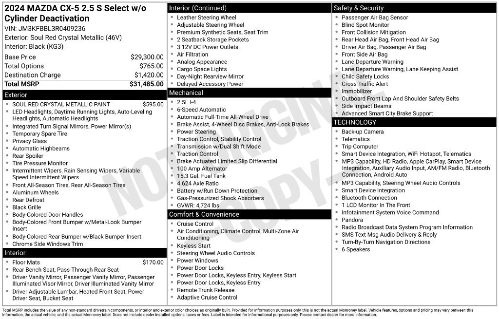 Used 2024 MAZDA CX-5 AWD 2.5 S w/ Select Package image 9