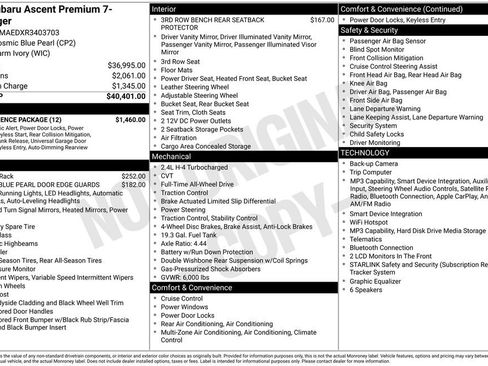 Used 2024 Subaru Ascent Premium w/ Convenience Package AWD/4WD image 19