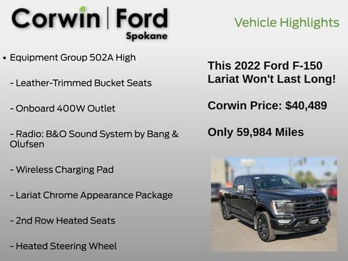 Used 2022 Ford F150 Lariat w/ Equipment Group 502A High AWD/4WD image 7