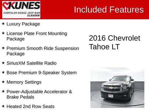 Used 2016 Chevrolet Tahoe LT w/ Luxury Package AWD/4WD image 4