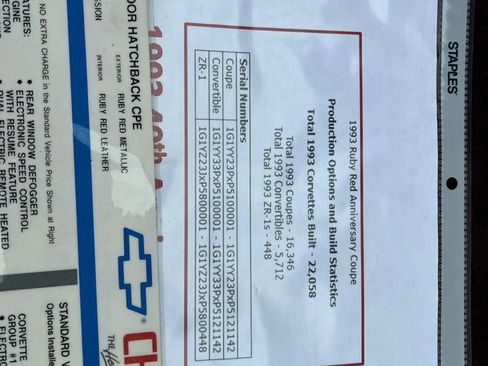 Used 1993 Chevrolet Corvette 2dr Coupe Hatchback image 15