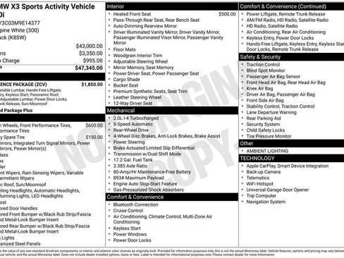 Used 2021 BMW X3 sDrive30i w/ Convenience Package RWD image 3