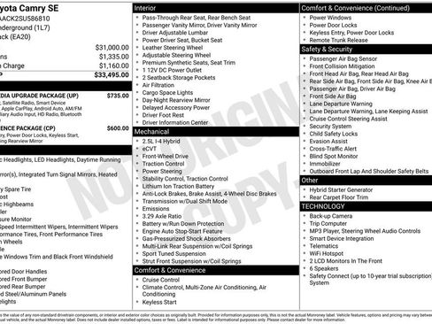 Used 2025 Toyota Camry SE w/ Multimedia Upgrade Package FWD image 10