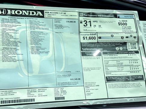 New 2026 Honda Accord SE image 32