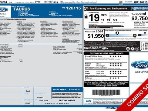 Used 2017 Ford Taurus SEL w/ Equipment Group 201A AWD/4WD image 1