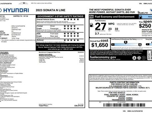Used 2023 Hyundai Sonata N Line w/ Preferred Accessory Package FWD image 3