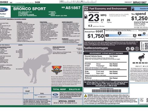 Certified 2021 Ford Bronco Sport Badlands w/ Badlands Package AWD/4WD image 23