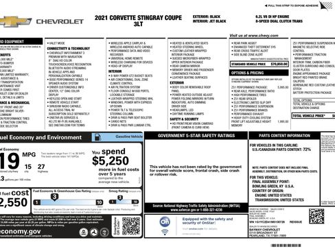 Used 2021 Chevrolet Corvette Stingray Premium Cpe w/ Z51 Performance Package image 3