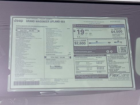 New 2026 Jeep Grand Wagoneer 4WD w/ Quick Order Packge 29V Upland image 21