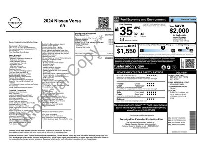 Used 2024 Nissan Versa SR w/ Trunk Package