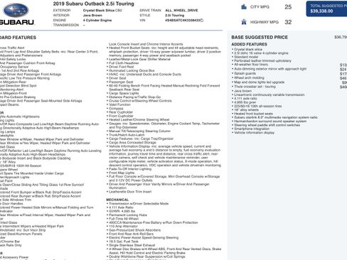 Used 2019 Subaru Outback 2.5i Touring image 5