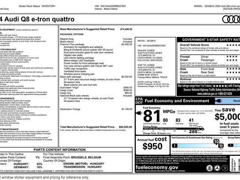 Used 2024 Audi Q8 e-tron Premium Plus AWD/4WD image 2